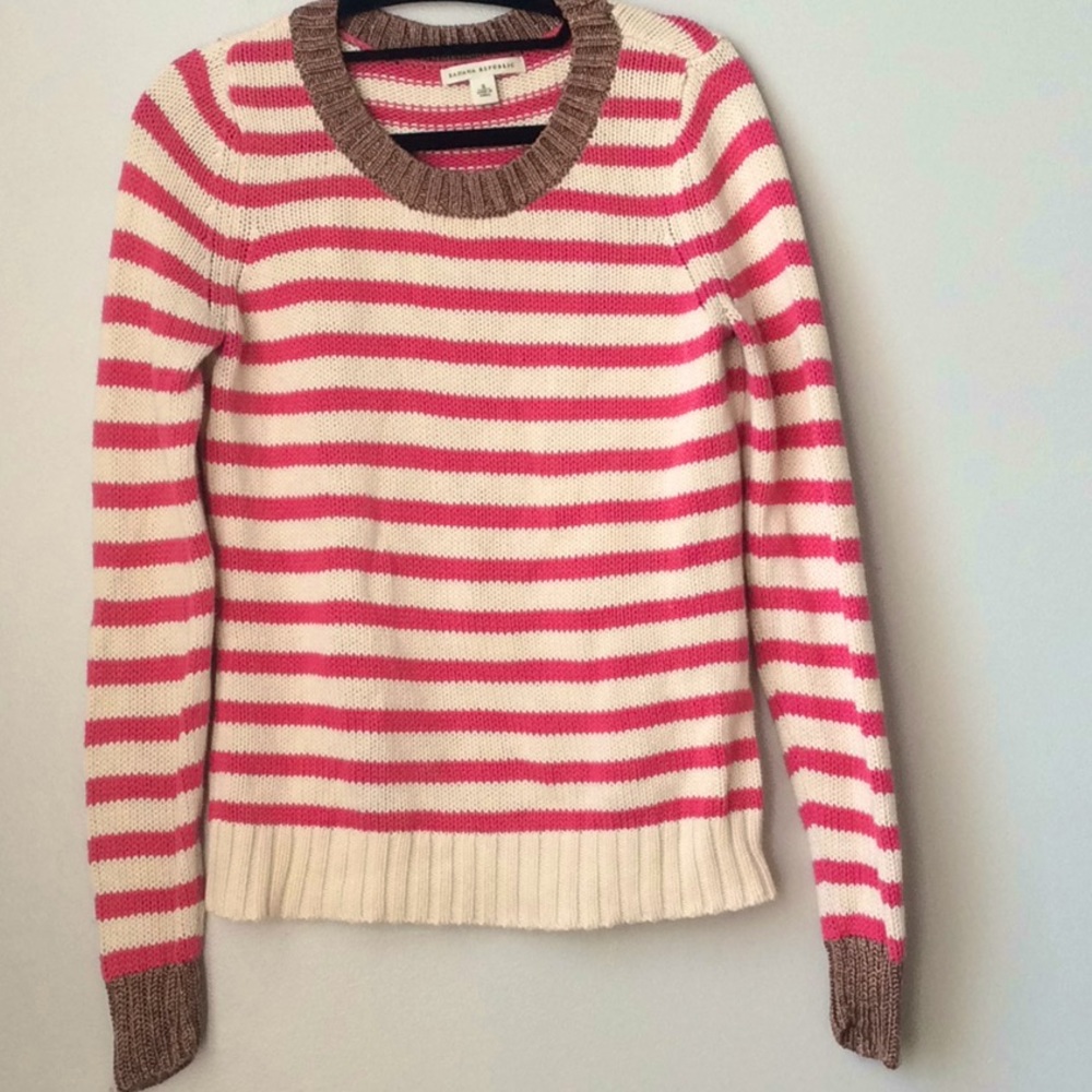Banana republic striped sweater: pink, white, gold